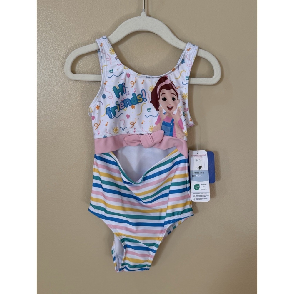 DreamWave Toddler Girl's Ms. Rachel Cutout Bow Swimsuit, UPF 50+ 3T NWT